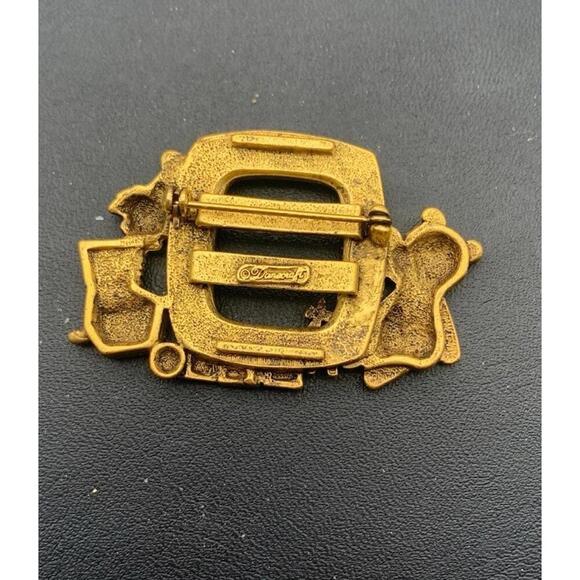 Vintage Danecraft It's A Boy Picture Frame Baby Gold Tone Pin Brooch - Picture 4 of 4